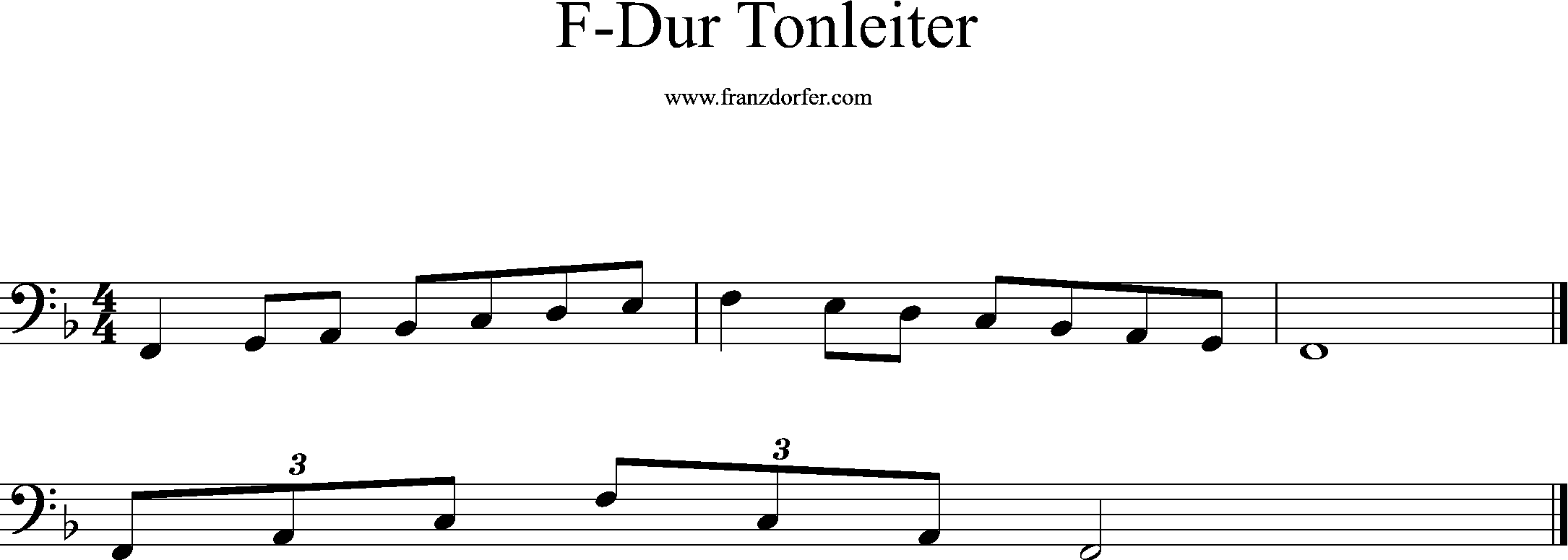 F-Major, scale, bassclef, low